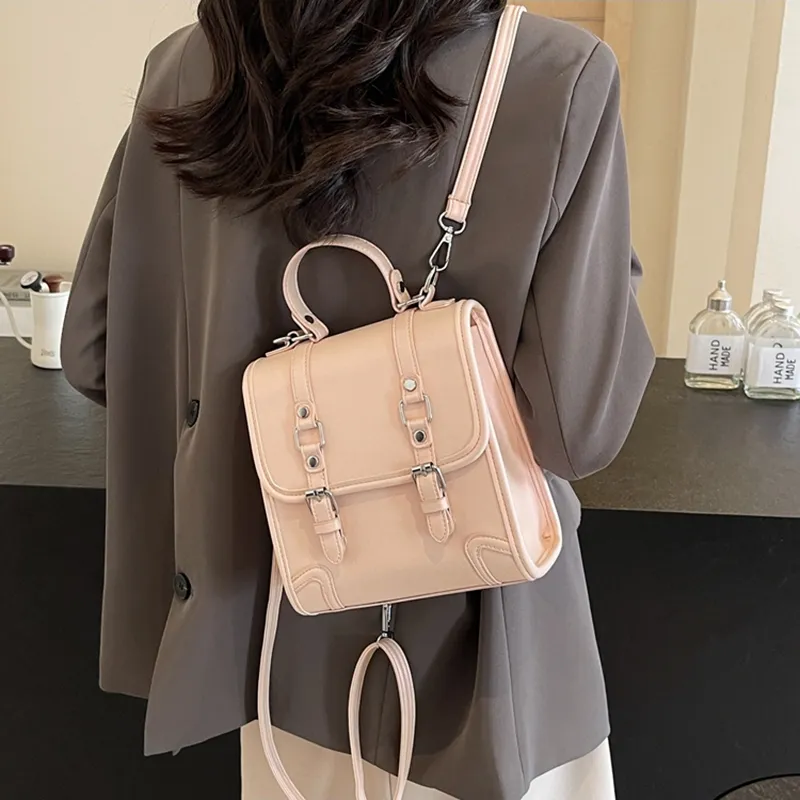 SWIMADE PU Backpack Women's Black/Ecru/Coffee/Brown-72