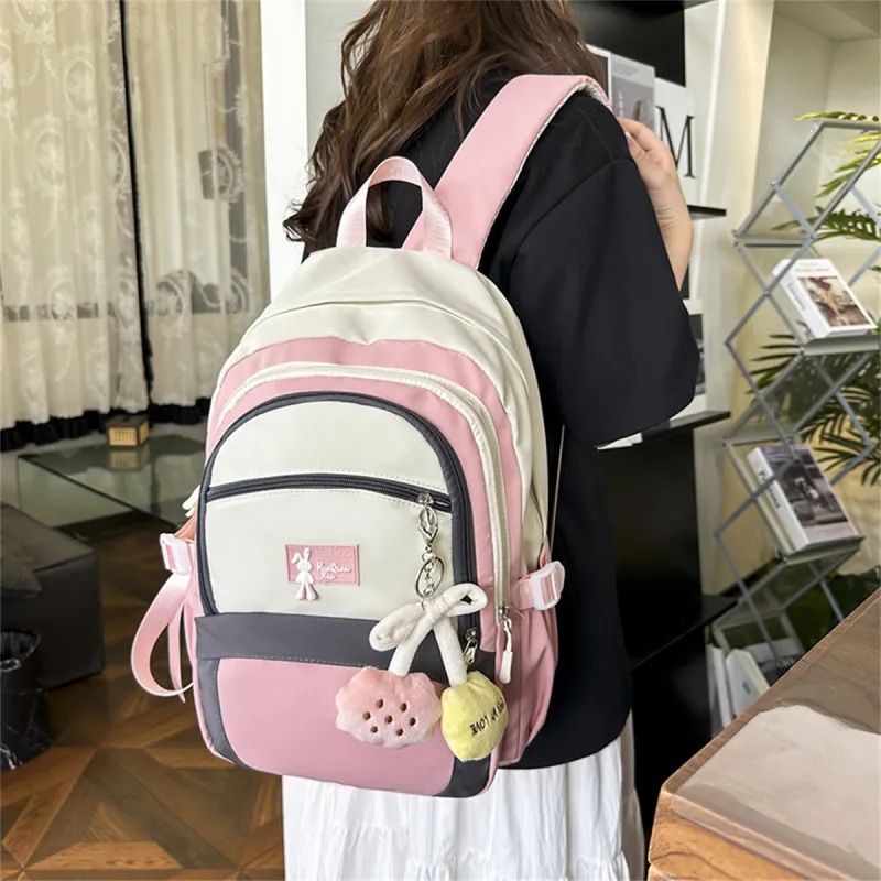 Duoluplo Doron Paul Nylon Fabric Backpack Women's Pink/Green/Black-2