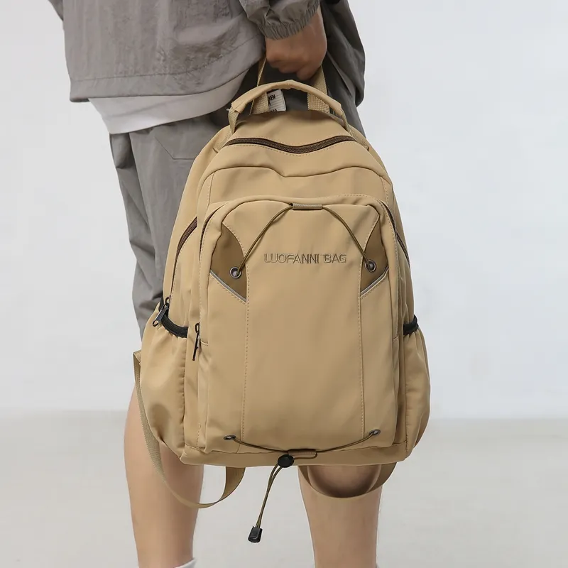 Duoluplo Doron Paul Nylon Backpack Unisex White/Black/Khaki/Lake Blue-17