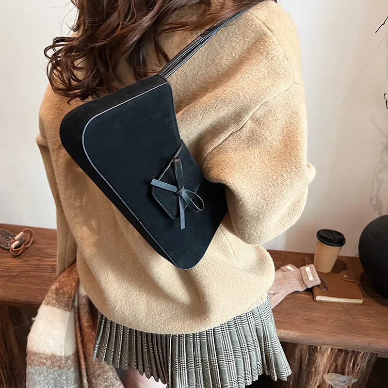 SWIMADE Suede Shoulder Bag Women's Black/Khaki/Brown/Burgundy-17