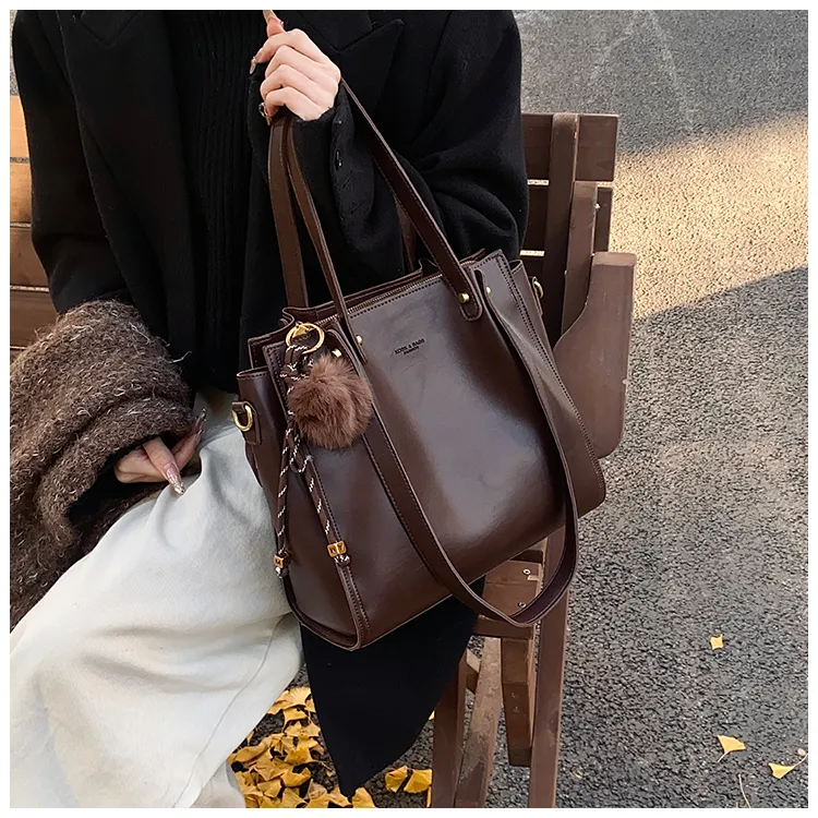 SWIMADE PU Shoulder Bag Women's Black/Coffee/Mocha-9