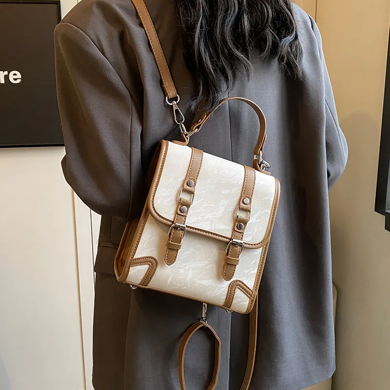 SWIMADE PU Backpack Women's Black/Ecru/Coffee/Brown-38