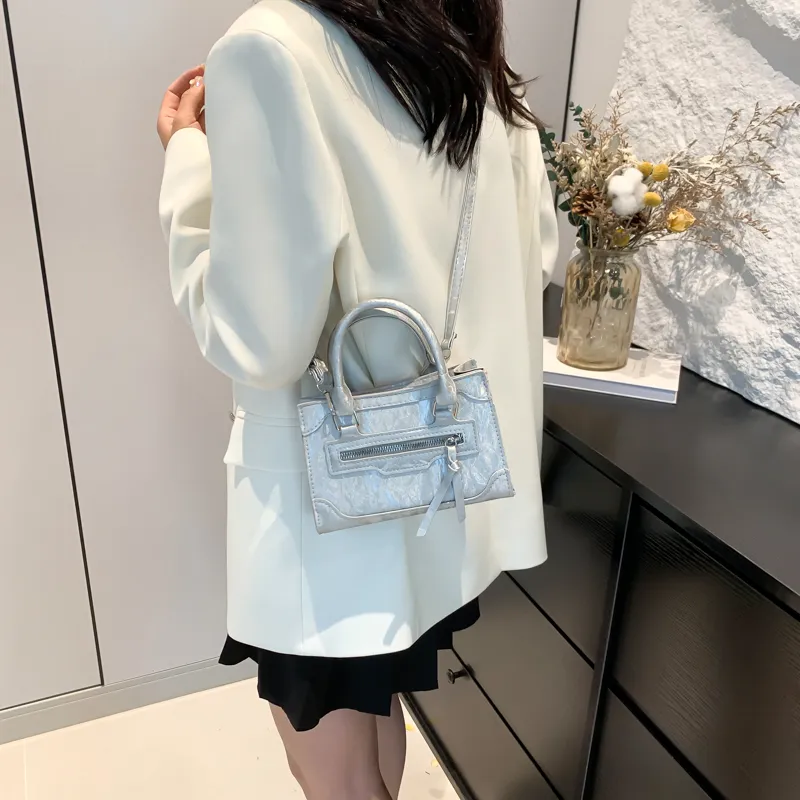 SWIMADE PU One Shoulder Handbag Women's Black/White/Pink/Blue/Green/Silver-13