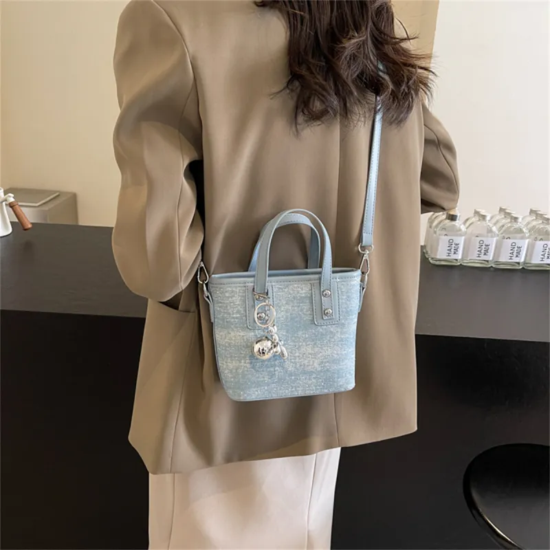 Duoluplo Doron Paul Fabric Shoulder Bag, Crossbody Bag, Handbag Regular Women's Ecru/Pink/Blue/Silver-16