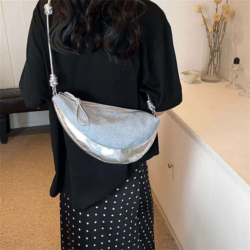 Duoluplo Doron Paul PU Crossbody Bag, Shoulder Bag Women's Denim Black/Denim Silver/Denim Brown-15