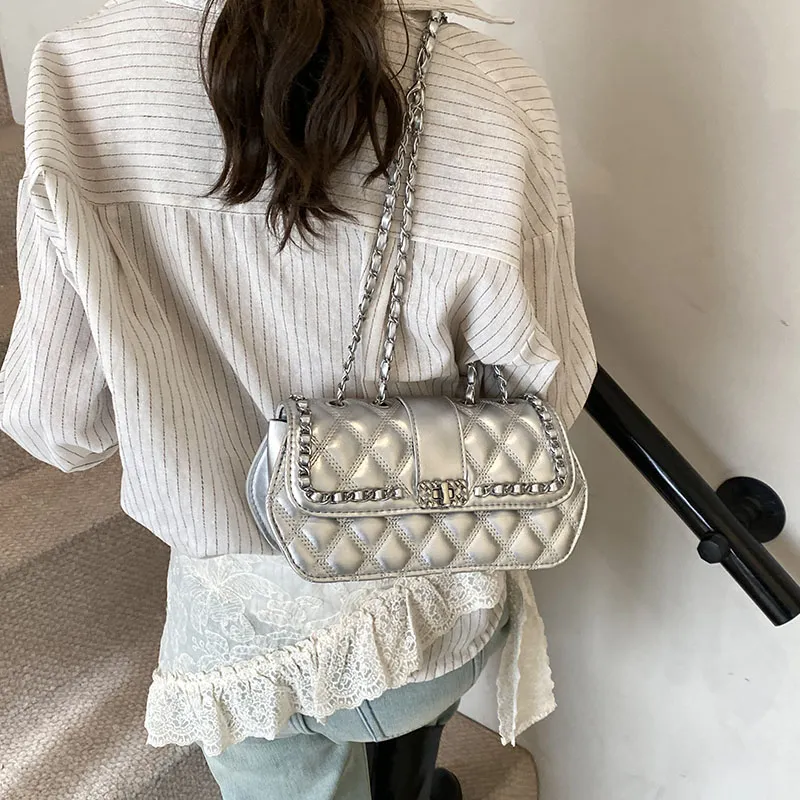 SWIMADE PU Shoulder Bag Women's Ecru/Silver/Black/Coffee-4