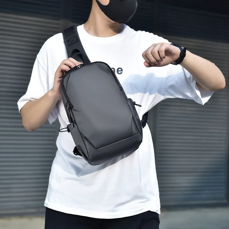 SWIMADE PU Shoulder Bag, Crossbody Bag, Sling Bag Regular Men's Black/Gray-5