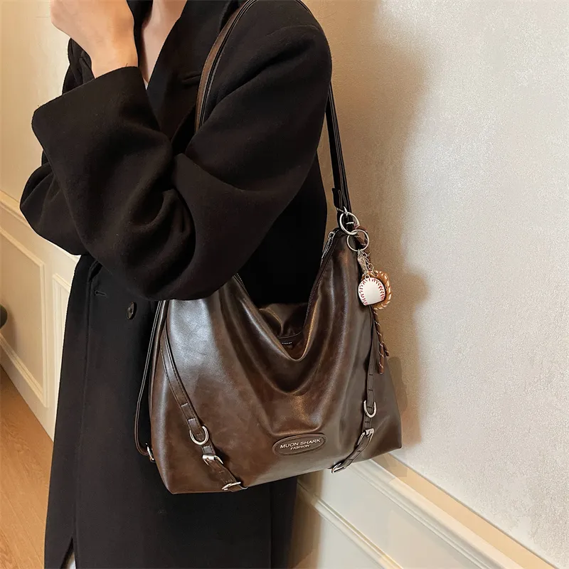 SWIMADE PU Double Shoulder Portable Crossbody Bag, Shoulder Bag Women's Black/Brown/Coffee-28