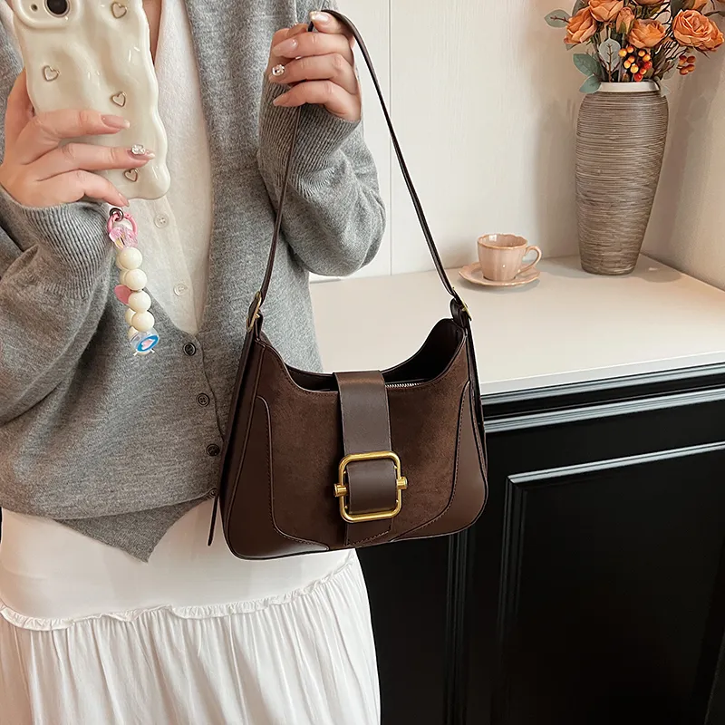 SWIMADE Suede Portable Crossbody Bag, Shoulder Bag Regular Women's Black/Burgundy/Coffee/Brown-12