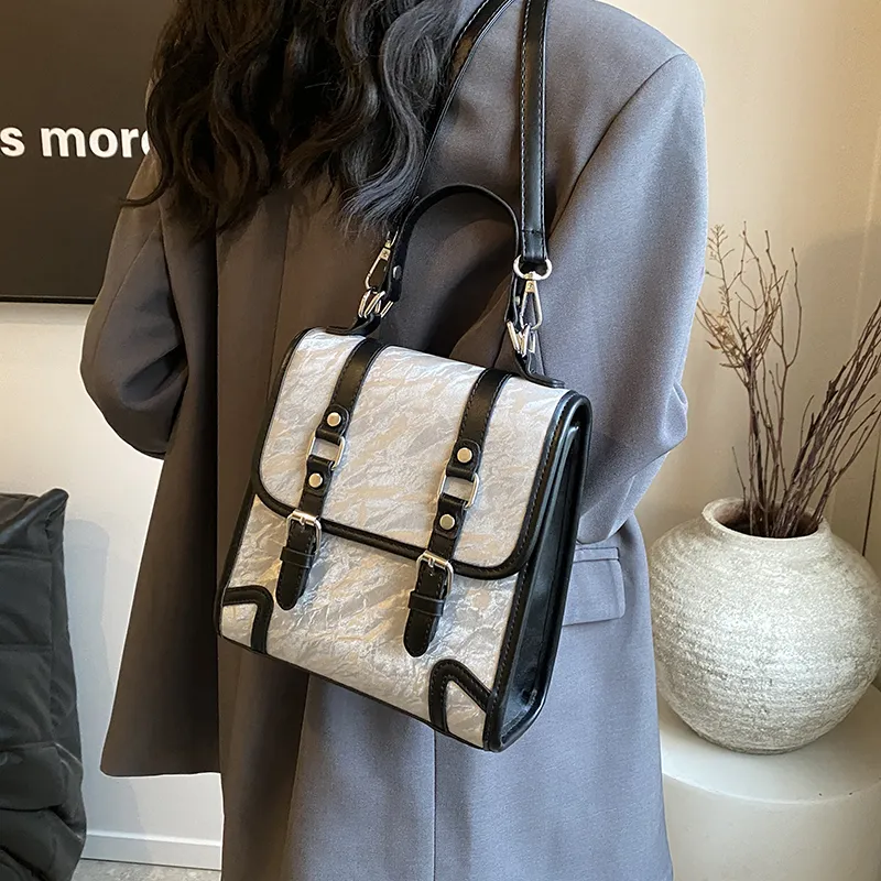 SWIMADE PU Backpack Women's Black/Ecru/Coffee/Brown-44