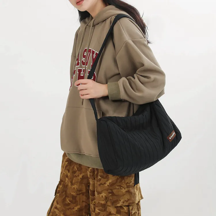 Duoluplo Doron Paul Nylon Shoulder Bag Regular Women's Black/Khaki/Ecru/Green/Pink-3