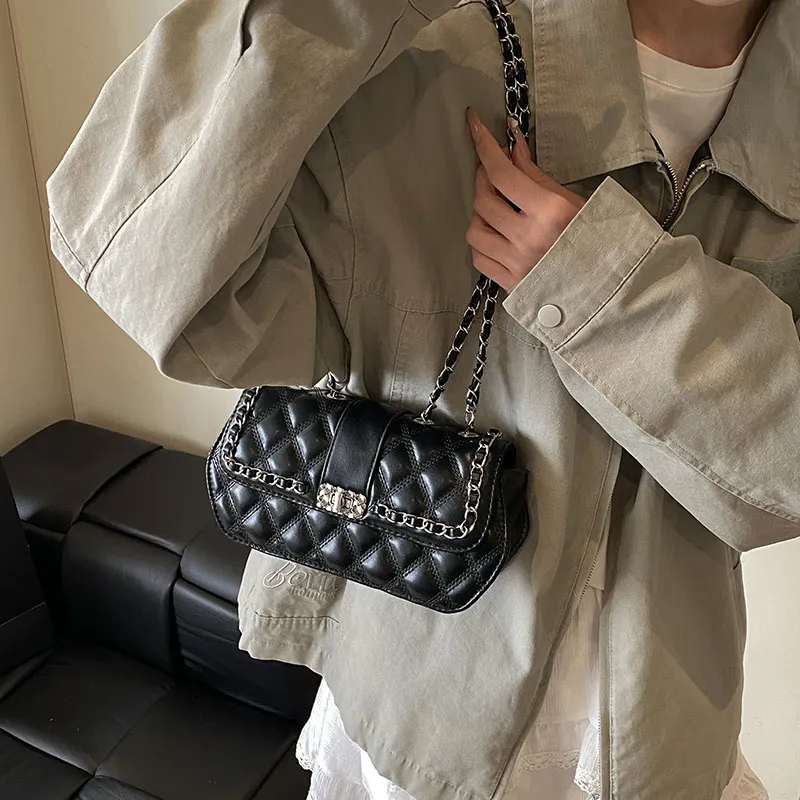 SWIMADE PU Shoulder Bag Women's Ecru/Silver/Black/Coffee-17