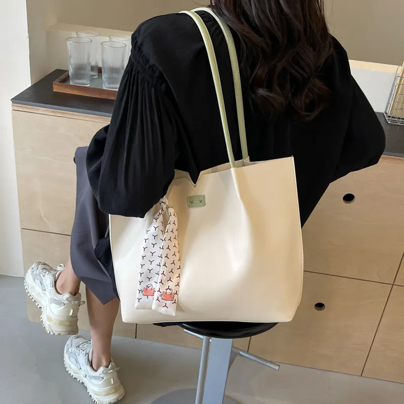 Duoluplo Doron Paul PU Tote Bag, Shopping Bag, Shoulder Bag Regular Women's Black/Khaki/Green/Pink-14