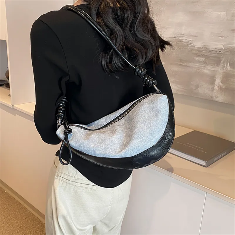 Duoluplo Doron Paul PU Crossbody Bag, Shoulder Bag Women's Denim Black/Denim Silver/Denim Brown-2