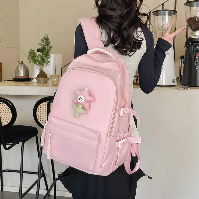 Duoluplo Doron Paul Nylon Fabric Backpack Women's Pink, Green, Black, Red, Yellow-1
