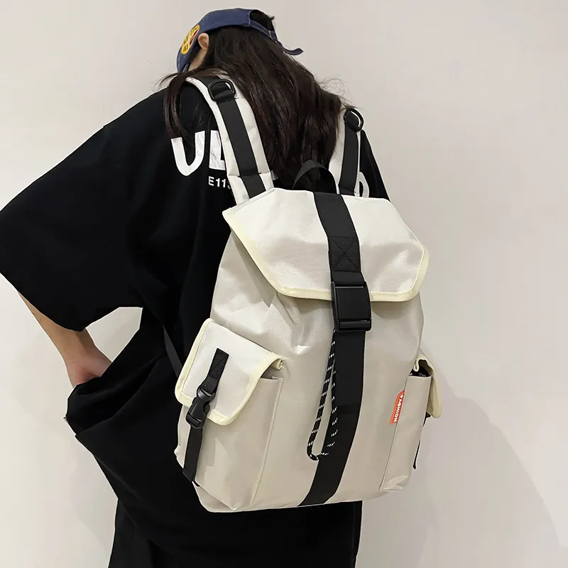 SWIMADE Nylon Backpack Unisex Ecru/Black-2