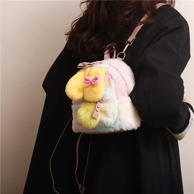 Duoluplo Doron Paul Plush Backpack Unisex Pink/Yellow-12