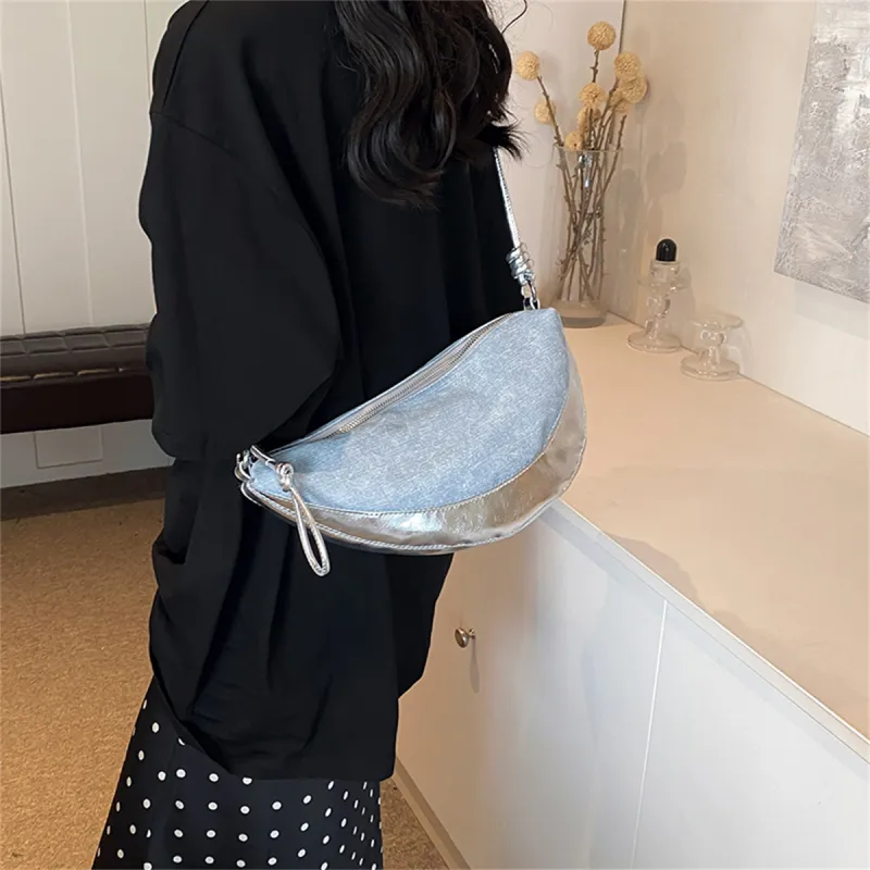 Duoluplo Doron Paul PU Crossbody Bag, Shoulder Bag Women's Denim Black/Denim Silver/Denim Brown-11