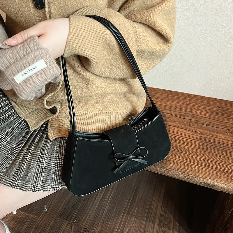 SWIMADE Suede Shoulder Bag Women's Black/Khaki/Brown/Burgundy-13