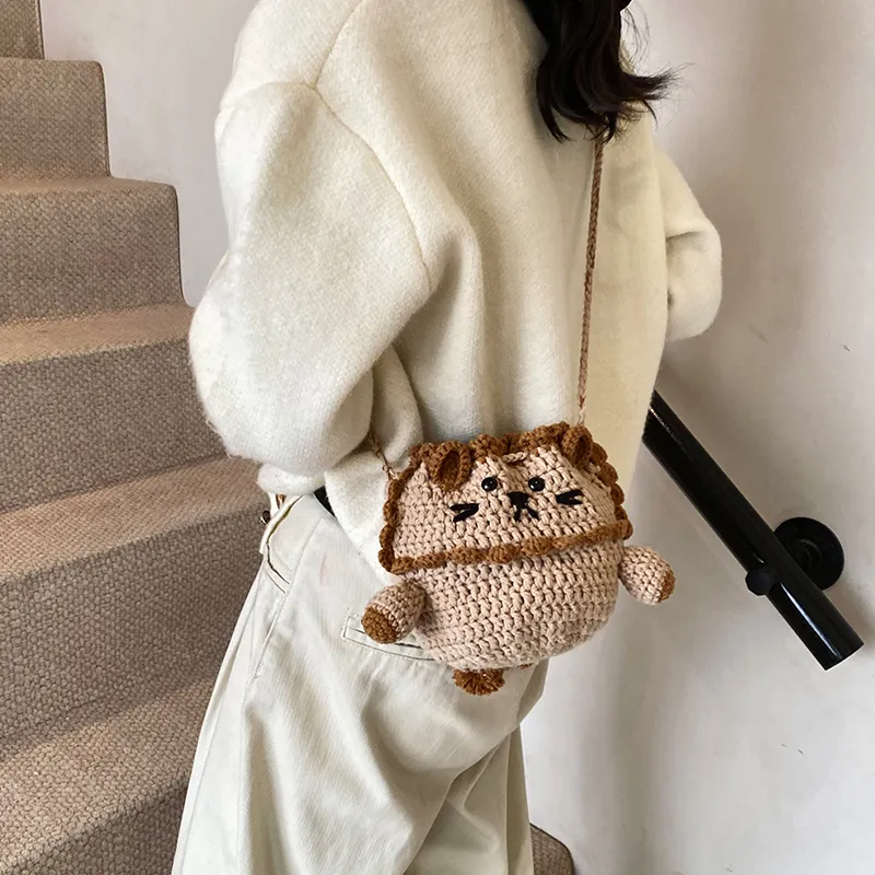 Duoluplo Doron Paul Knitted Fabric Crossbody Bag Women's Khaki-2