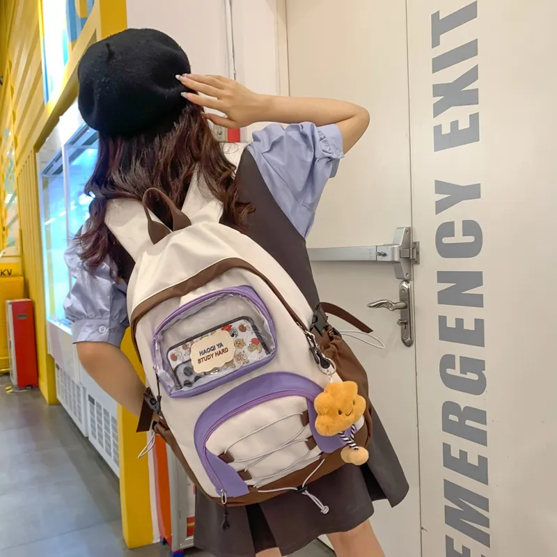 SWIMADE Nylon And PVC Backpack Women's Yellow//Purple//Blue//Black-6