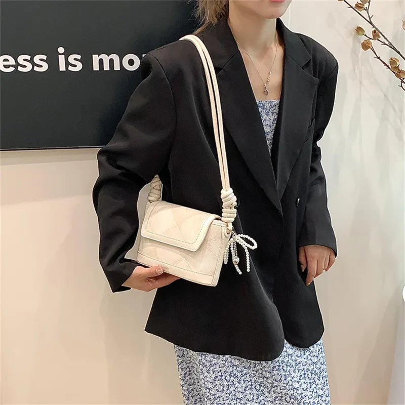 Duoluplo Doron Paul PU Shoulder Bag Women's Black/Ecru/Silver/Blue-10