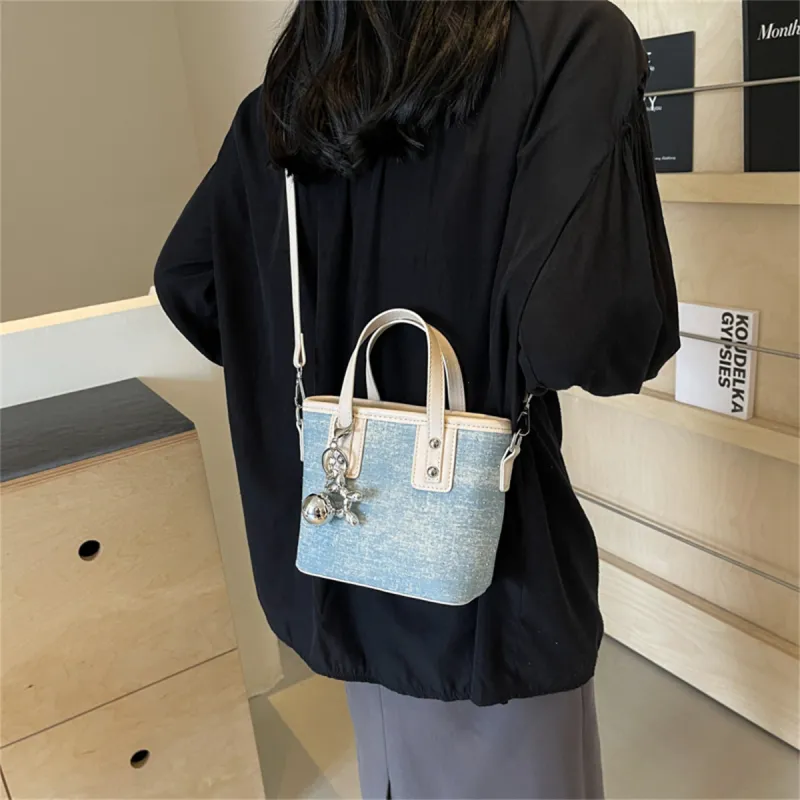 Duoluplo Doron Paul Fabric Shoulder Bag, Crossbody Bag, Handbag Regular Women's Ecru/Pink/Blue/Silver-2