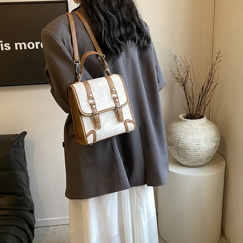 SWIMADE PU Backpack Women's Black/Ecru/Coffee/Brown-39
