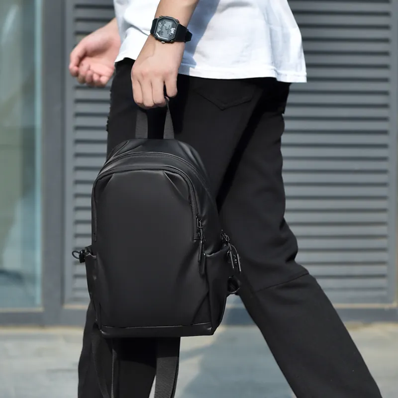 SWIMADE PU Shoulder Bag, Crossbody Bag, Sling Bag Regular Men's Black/Gray-3