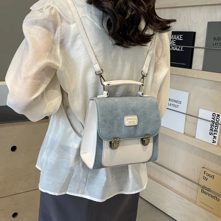 Duoluplo Doron Paul PU Backpack Regular Women's Dark Tea, Pink, Beige, Blue-15