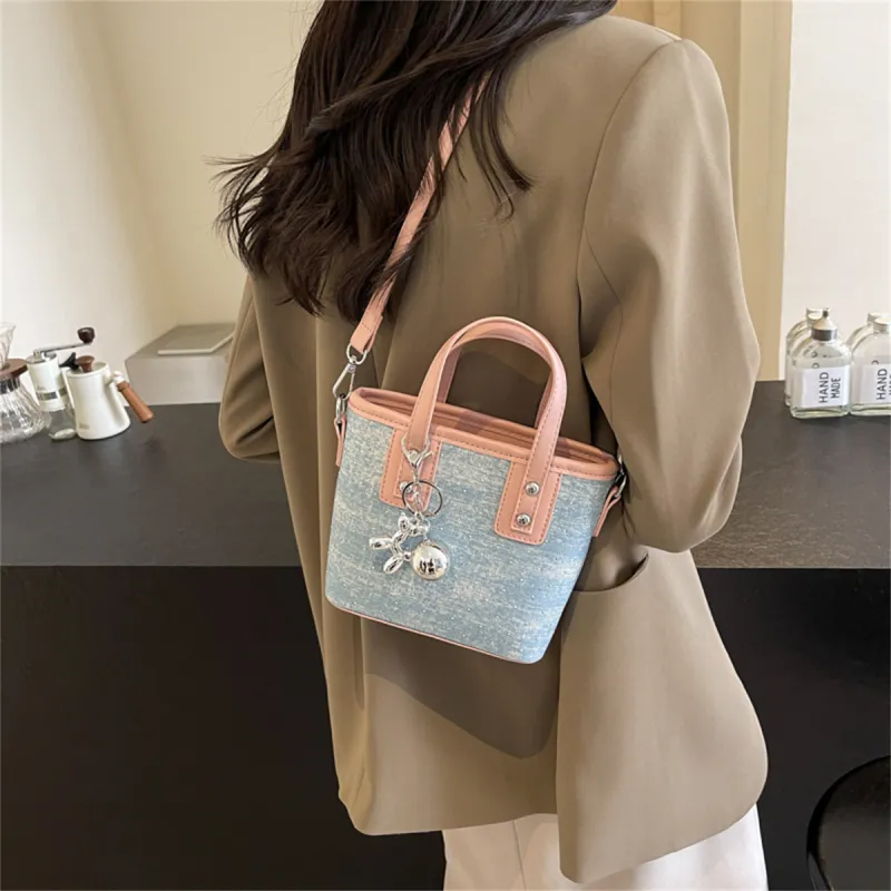 Duoluplo Doron Paul Fabric Shoulder Bag, Crossbody Bag, Handbag Regular Women's Ecru/Pink/Blue/Silver-10