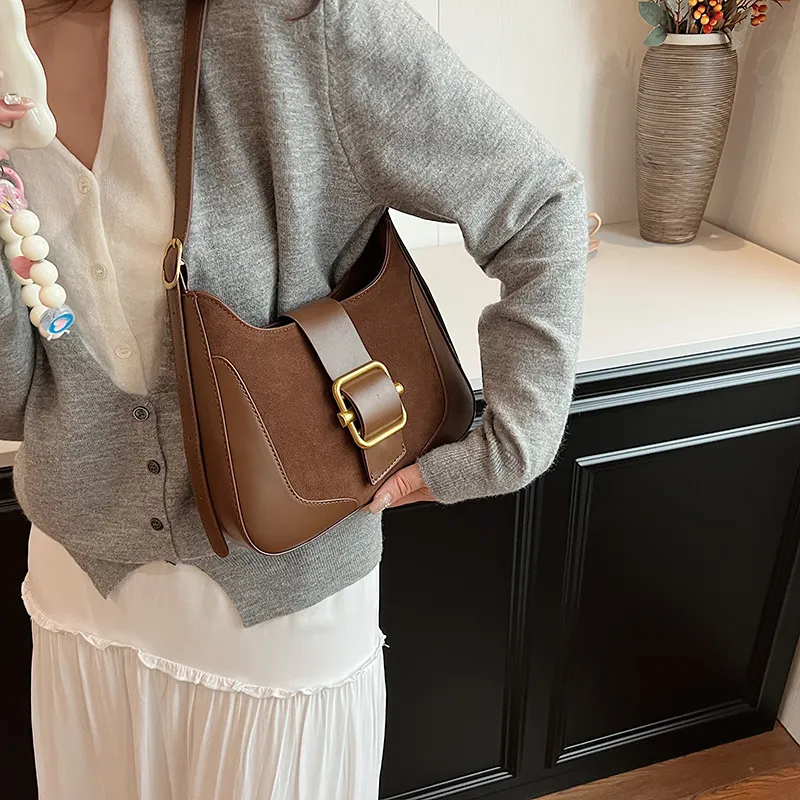 SWIMADE Suede Portable Crossbody Bag, Shoulder Bag Regular Women's Black/Burgundy/Coffee/Brown-18