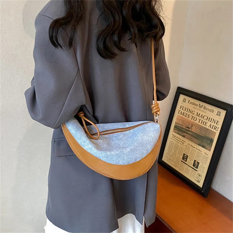 Duoluplo Doron Paul PU Crossbody Bag, Shoulder Bag Women's Denim Black/Denim Silver/Denim Brown-19