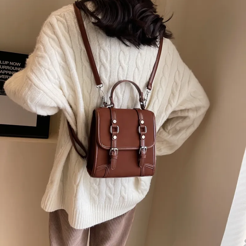 SWIMADE PU Backpack Women's Black/Ecru/Coffee/Brown-21