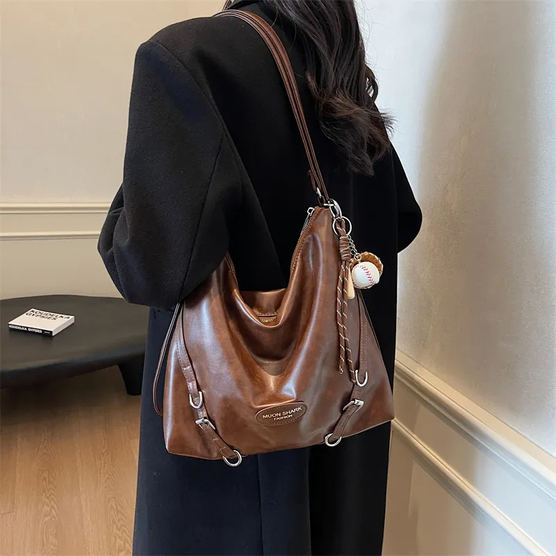 SWIMADE PU Double Shoulder Portable Crossbody Bag, Shoulder Bag Women's Black/Brown/Coffee-23