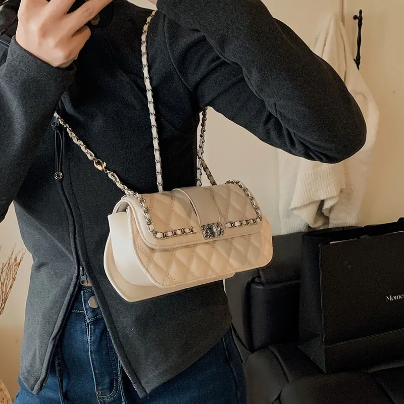 SWIMADE PU Shoulder Bag Women's Ecru/Silver/Black/Coffee-10