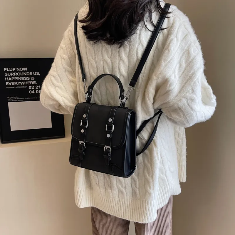 SWIMADE PU Backpack Women's Black/Ecru/Coffee/Brown-5
