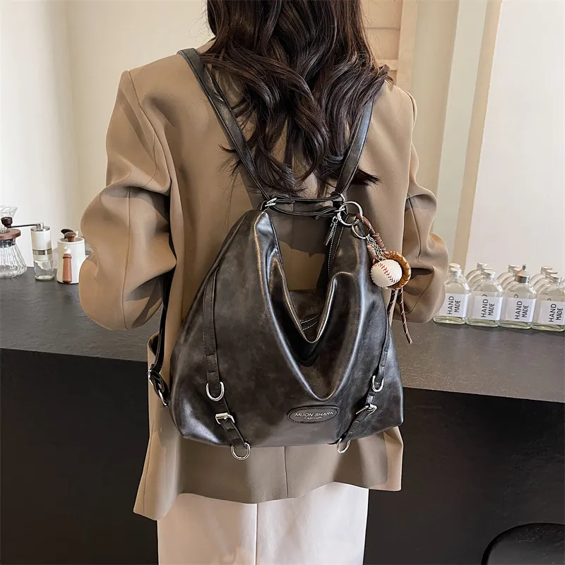 SWIMADE PU Double Shoulder Portable Crossbody Bag, Shoulder Bag Women's Black/Brown/Coffee-19