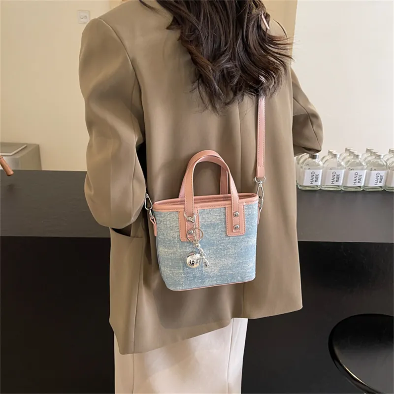 Duoluplo Doron Paul Fabric Shoulder Bag, Crossbody Bag, Handbag Regular Women's Ecru/Pink/Blue/Silver-7