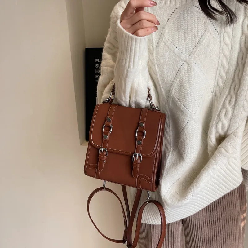 SWIMADE PU Backpack Women's Black/Ecru/Coffee/Brown-23