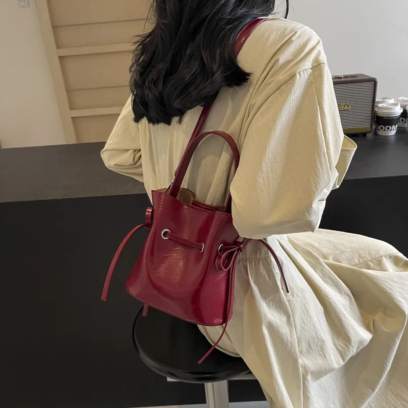SWIMADE PU One Shoulder Handbags Women's Ancora Red/White/Silver/Black/Brown-2
