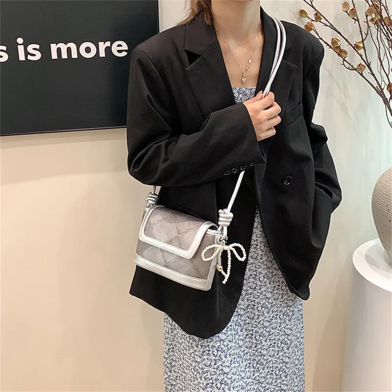 Duoluplo Doron Paul PU Shoulder Bag Women's Black/Ecru/Silver/Blue-18