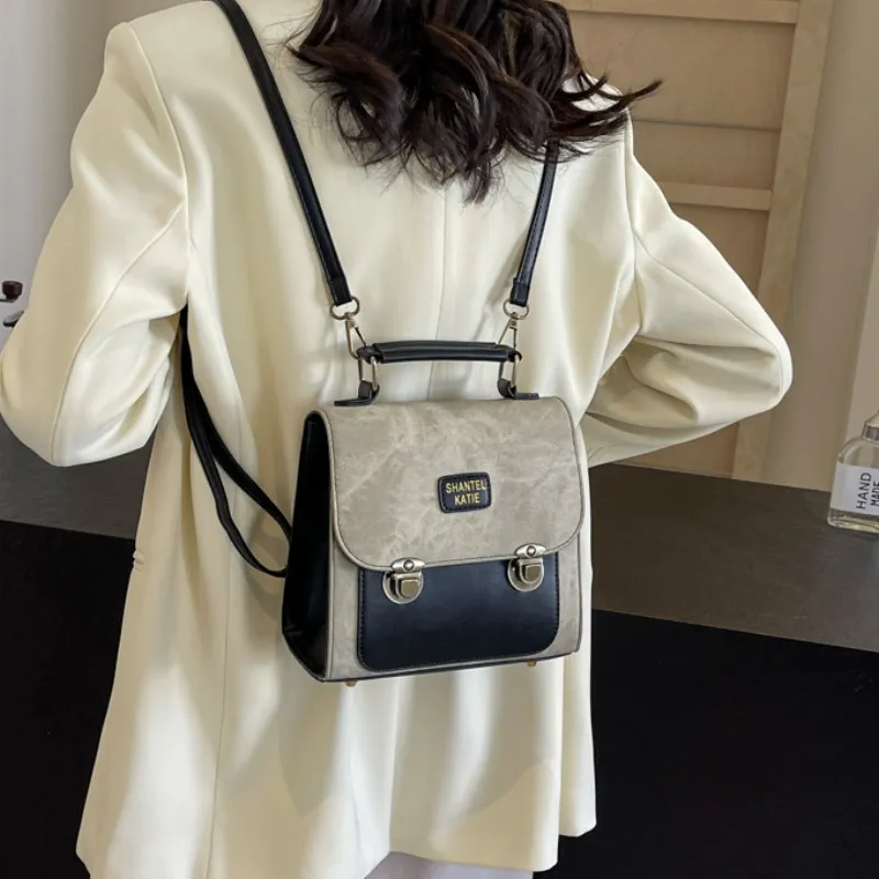 Duoluplo Doron Paul PU Backpack Regular Women's Dark Tea, Pink, Beige, Blue-9