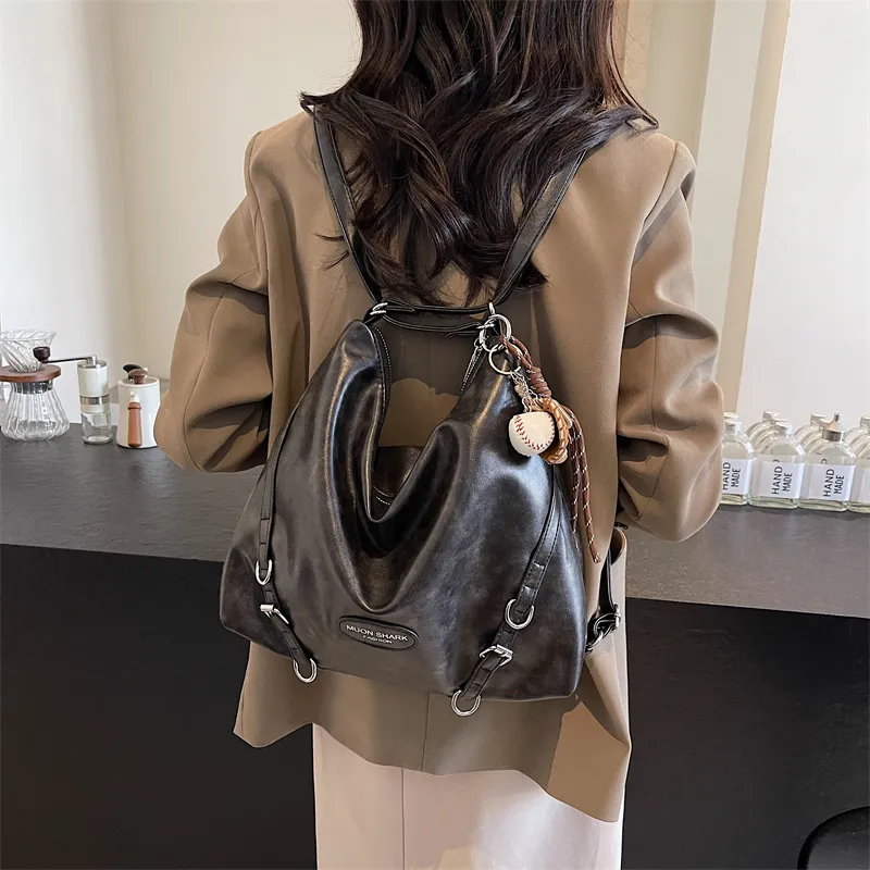 SWIMADE PU Double Shoulder Portable Crossbody Bag, Shoulder Bag Women's Black/Brown/Coffee-1