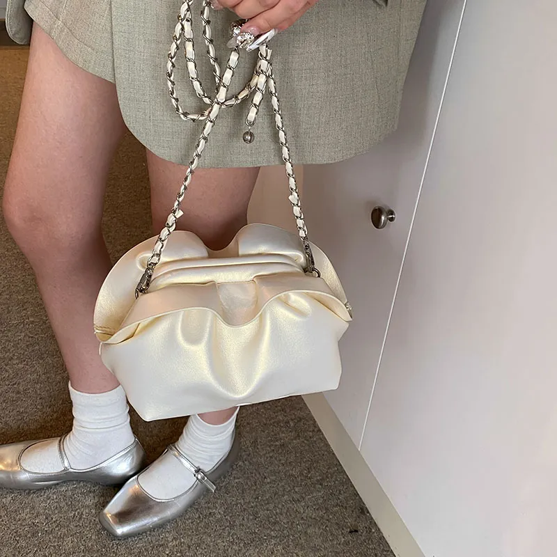 SWIMADE PU Crossbody Bag Women's Pearl White/Pearl Pink/Black/Silver-2