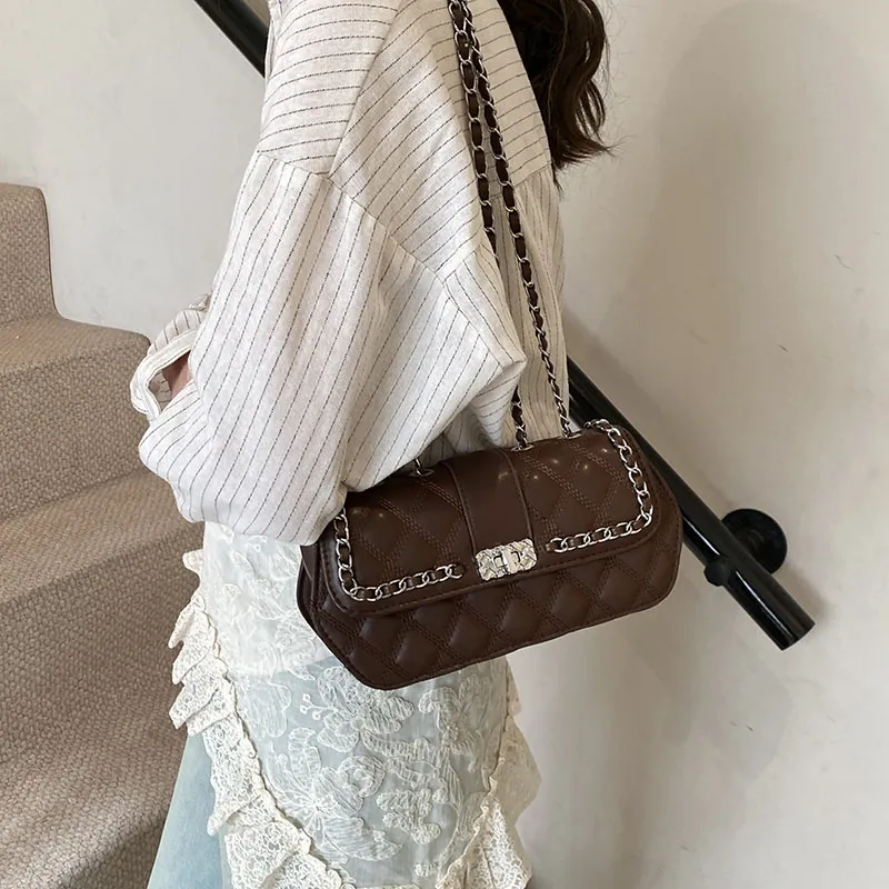 SWIMADE PU Shoulder Bag Women's Ecru/Silver/Black/Coffee-21