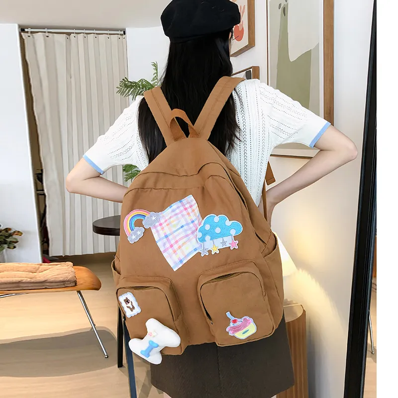 Duoluplo Doron Paul Nylon Backpack Regular Women's Brown/White-3