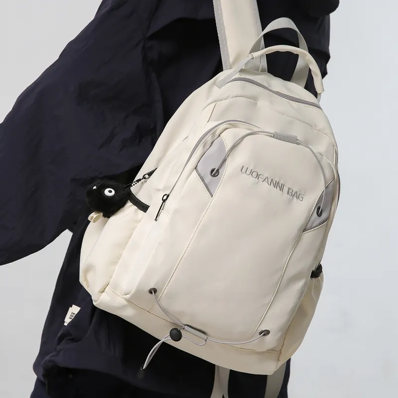 Duoluplo Doron Paul Nylon Backpack Unisex White/Black/Khaki/Lake Blue-2