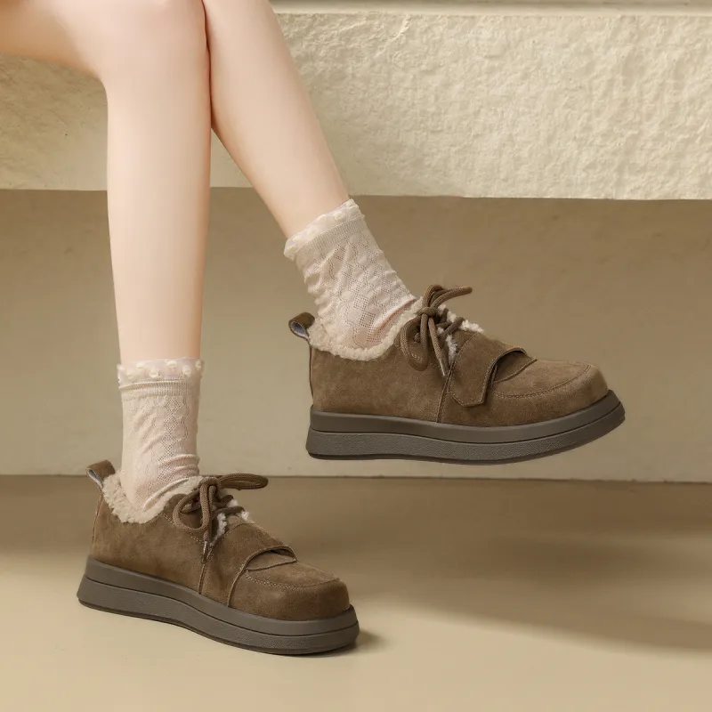 ZHR Lightweight Warm Low-Top Casual Shoes 4cm Women's-9