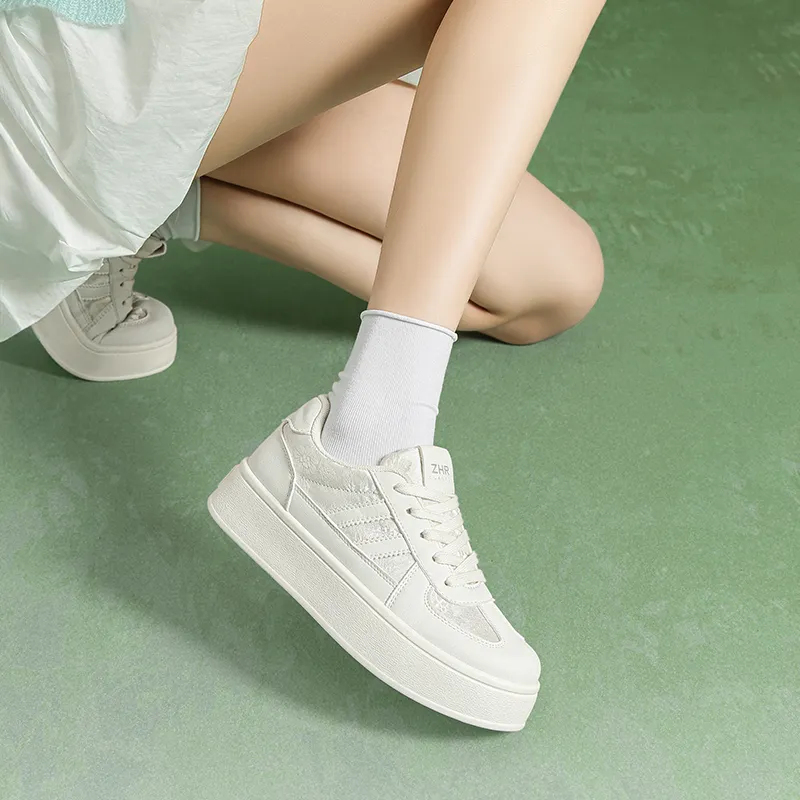 ZHR New Chinese Style Eastern Tales Wear resistant And Lightweight Low Top Skateboard Shoes Women's Beige-3